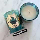 Festive Green and Gold - Holiday Wreath & Creamy Eggnog - 285g Soy Wax Candle Set